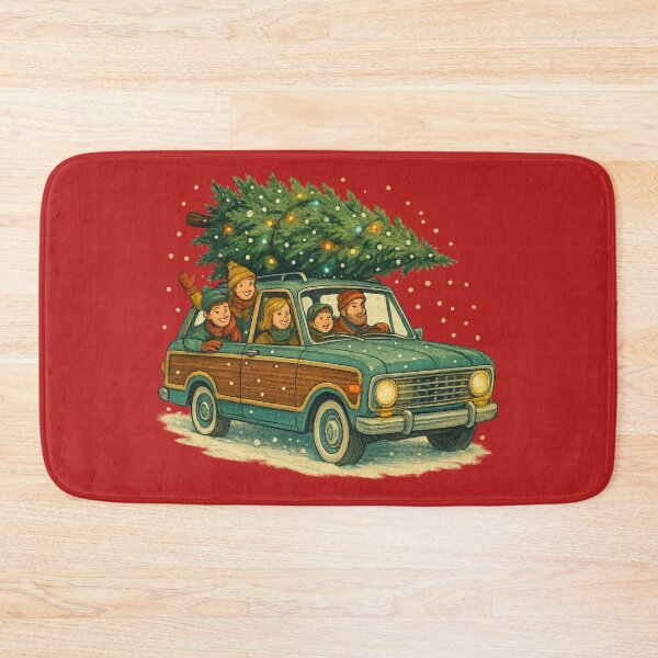 Item preview, Retro 70s Christmas Station Wagon with Tree – Nostalgic Vintage Holiday Design for Gen X Gifts, Journals, Tote Bags, Pillows, and Seasonal Home Décor designed and sold by Eclipse 3699.