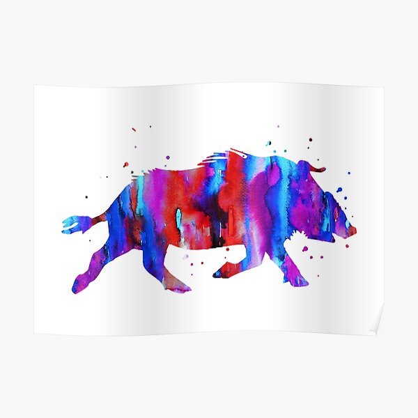 Wild Boar, watercolor wild Boar Poster