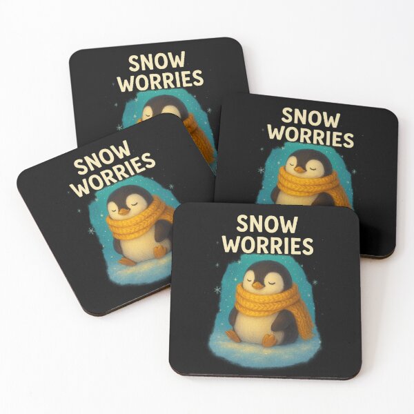 Item preview, Penguin Illustration – “Snow Worries” Funny Winter Pun designed and sold by Animal Puns.