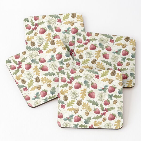 Item preview, Berry Merry Christmas Pattern, Watercolor Strawberries, Pinecones, Festive Foliage designed and sold by matchakpop.