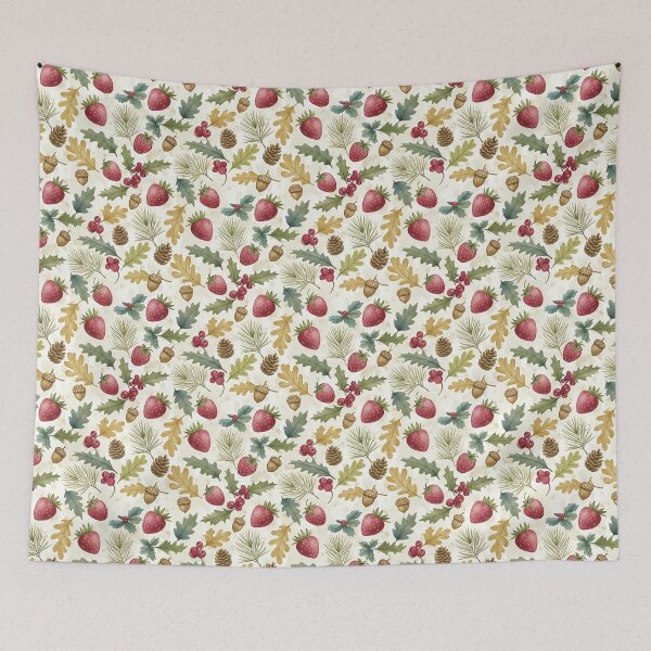 Item preview, Berry Merry Christmas Pattern, Watercolor Strawberries, Pinecones, Festive Foliage designed and sold by matchakpop.