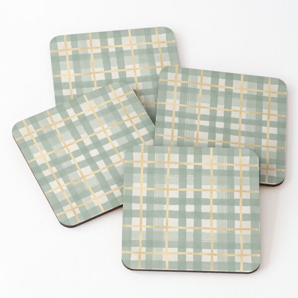 Item preview, Green and Gold Plaid Pattern, Elegant Watercolor Checkered Design designed and sold by matchakpop.