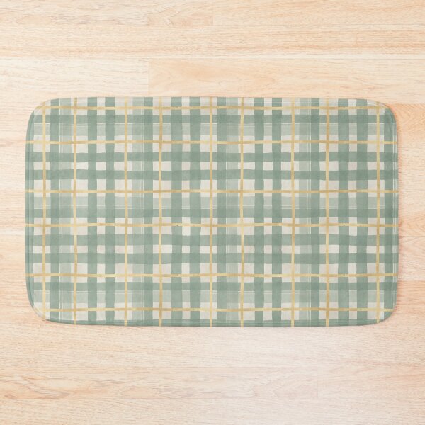 Item preview, Green and Gold Plaid Pattern, Elegant Watercolor Checkered Design designed and sold by matchakpop.