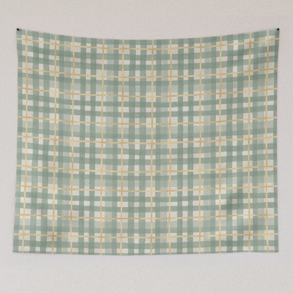 Item preview, Green and Gold Plaid Pattern, Elegant Watercolor Checkered Design designed and sold by matchakpop.