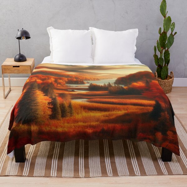 Item preview, River of Gold – Autumn Valley Horizon Art Print designed and sold by MadetoCreate21.
