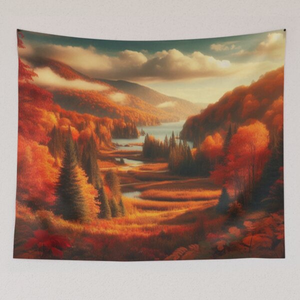 Item preview, River of Gold – Autumn Valley Horizon Art Print designed and sold by MadetoCreate21.