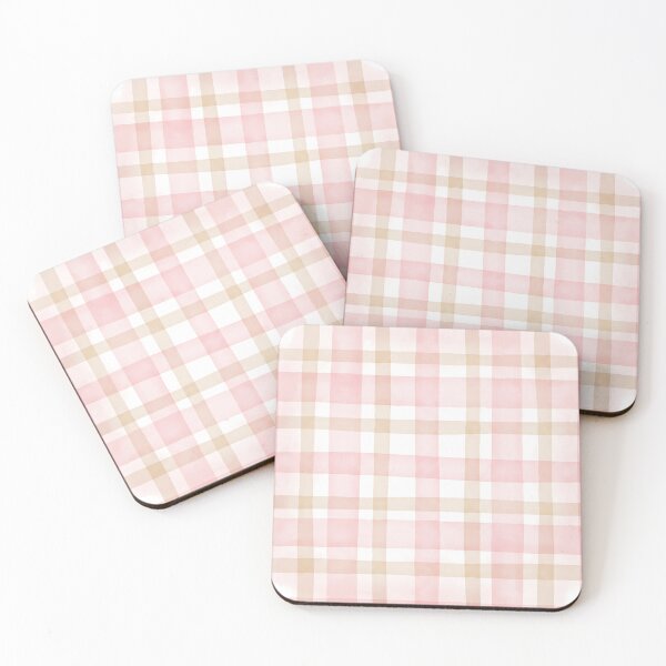 Item preview, Pink and Beige Coquette Plaid Pattern, Elegant Watercolor Checkered Design designed and sold by matchakpop.