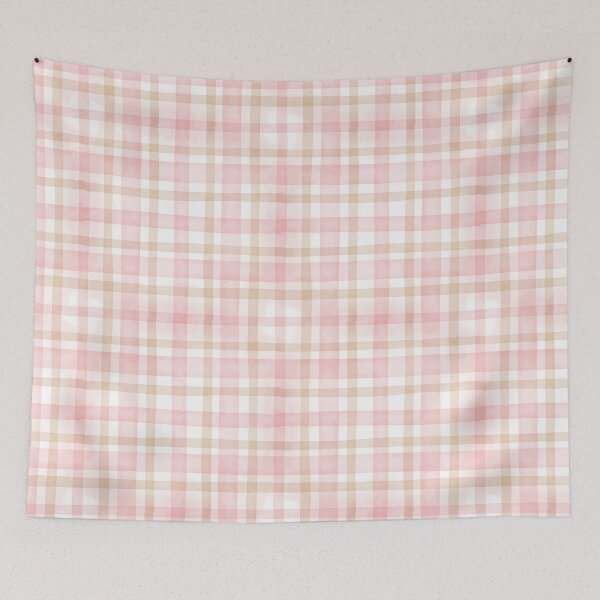 Item preview, Pink and Beige Coquette Plaid Pattern, Elegant Watercolor Checkered Design designed and sold by matchakpop.