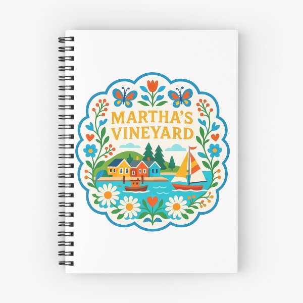 Item preview, Martha’s Vineyard Harbor with Sailboats and Flowers - Scandinavian Folk Art by heidiannemorris © designed and sold by FOLK ART FUSION by heidiannemorris.