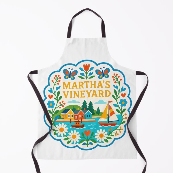 Item preview, Martha’s Vineyard Harbor with Sailboats and Flowers - Scandinavian Folk Art by heidiannemorris © designed and sold by FOLK ART FUSION by heidiannemorris.