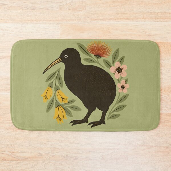 Item preview, Kiwi with Kōwhai & Pōhutukawa – Vintage NZ Floral designed and sold by MvuuStudio.