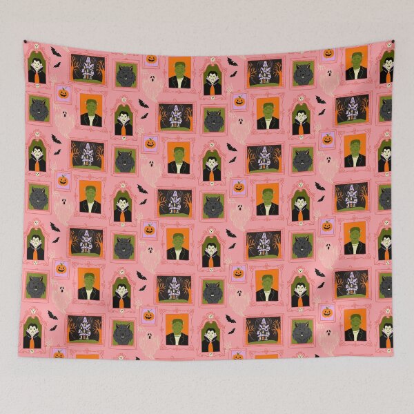 Item preview, Spooky Monsters Pink designed and sold by DafneDStudio.
