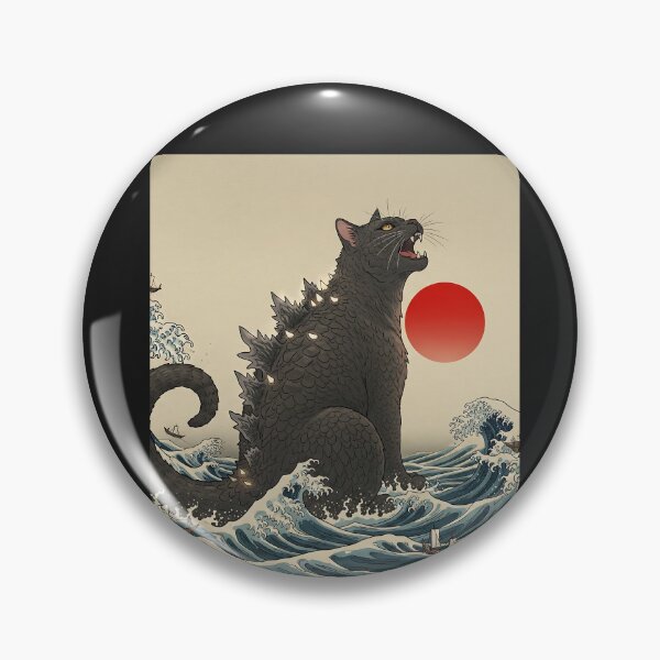 Item preview, Catzilla Cat Japanese Art Funny Cat Gifts For Men Women Kid  designed and sold by cawtoon.