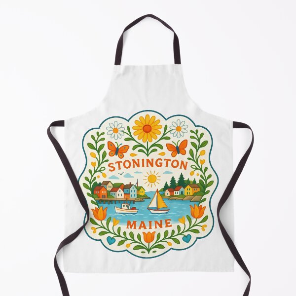 Item preview, Stonington Harbor with Sailboats and Flowers - Scandinavian Folk Art by heidiannemorris © designed and sold by FOLK ART FUSION by heidiannemorris.