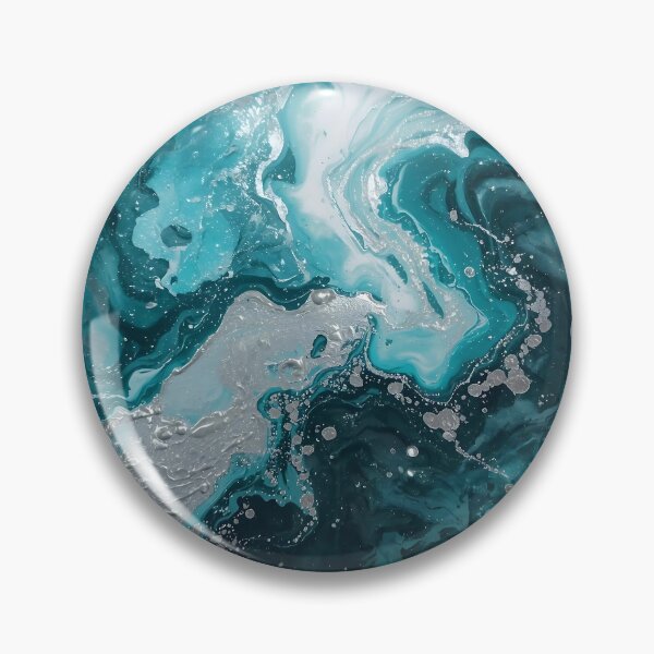Item preview, Teal Blue Fluid Art – Abstract Ocean Waves Acrylic Pour Painting designed and sold by CoastalEmp.