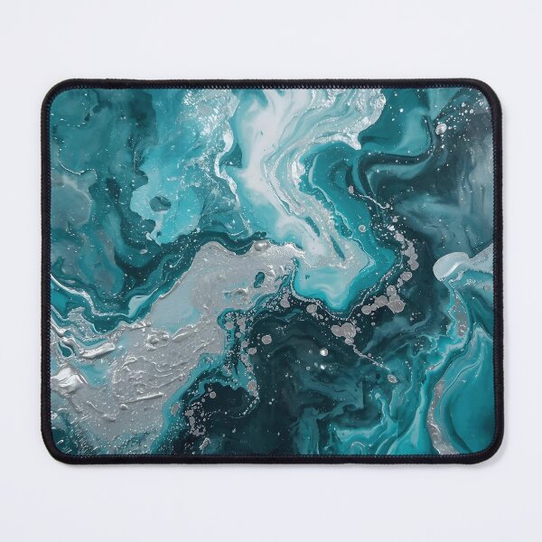 Item preview, Teal Blue Fluid Art – Abstract Ocean Waves Acrylic Pour Painting designed and sold by CoastalEmp.