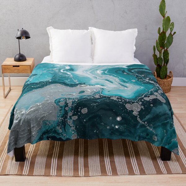 Item preview, Teal Blue Fluid Art – Abstract Ocean Waves Acrylic Pour Painting designed and sold by CoastalEmp.