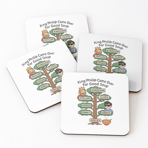 Item preview, King Philip Came Over For Good Soup – Funny Taxonomy Tree Sticker designed and sold by Otaku's Designs.