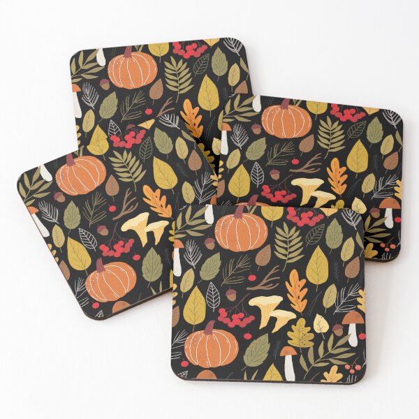 Item preview, Autumn Pumpkin Mushroom Leaves Woodland Pattern Graphic T-Shirt designed and sold by FestivityFinds.