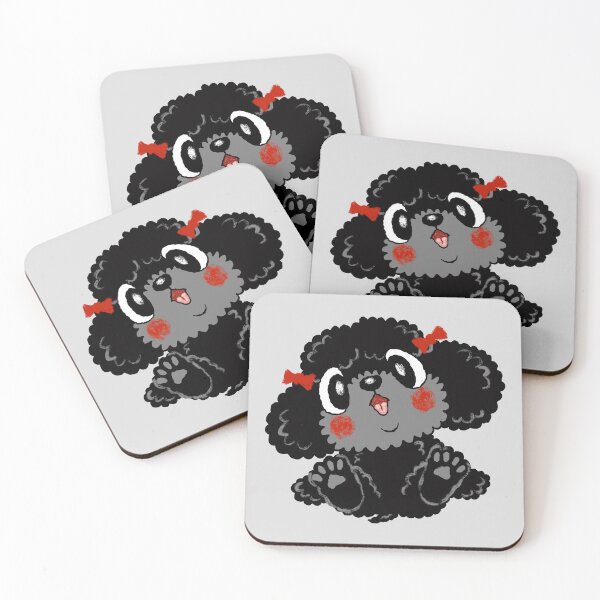 Item preview, Black toy poodle lying on its back designed and sold by Toru Sanogawa.