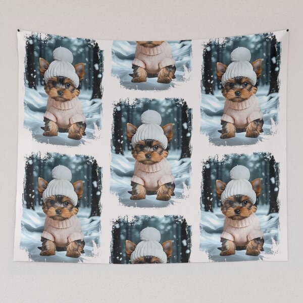 Item preview, Cute Winter Yorkie  designed and sold by livingjoyfully.