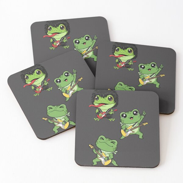Item preview, Trio of Rocker Frogs - Cute and Kawaii Rock and Roll Guitarist Design designed and sold by DibuHumor.