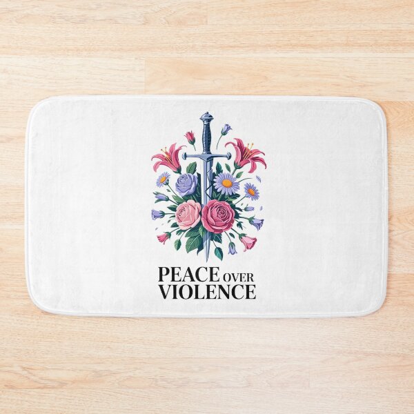 Item preview, Peace Over Violence Sword With Flowers Positive Message designed and sold by JerdbordinShop.