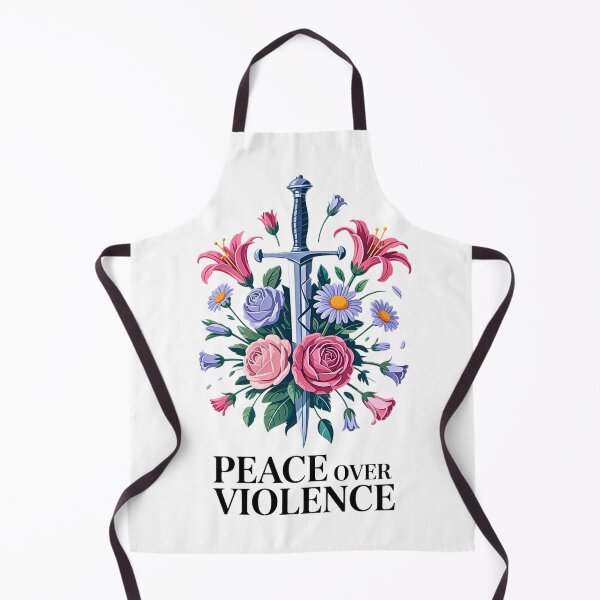 Item preview, Peace Over Violence Sword With Flowers Positive Message designed and sold by JerdbordinShop.