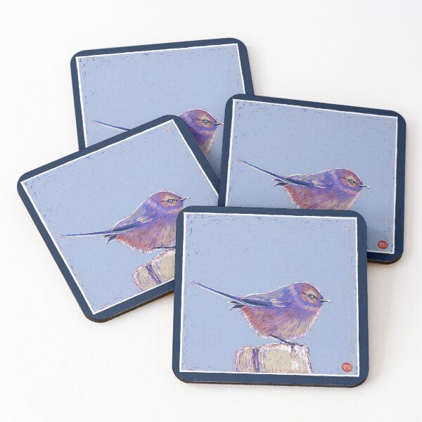 Item preview, Tit warbler, linocut scratch work style fine art designed and sold by Ilikeiwantilove.