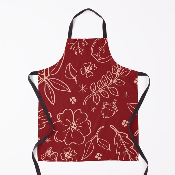 Item preview, Rustic Botanical Line Art Pattern A-Line Dress – Red Nature Inspired Floral Design designed and sold by FestivityFinds.