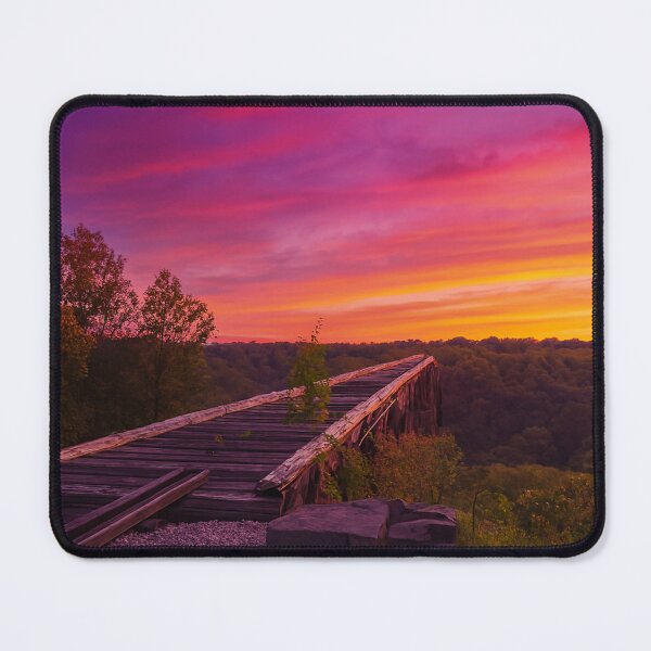 Item preview, Pink sky and old train tack sunset view designed and sold by SabbySplendor.