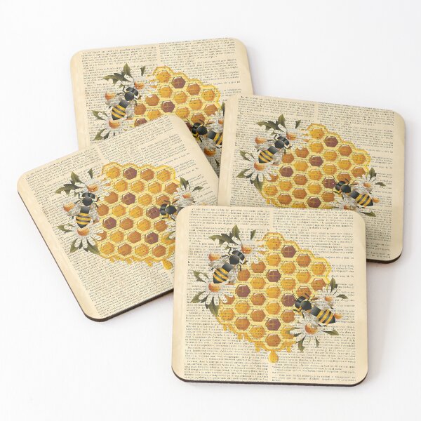 Item preview, Botanical-Print-On-Old-Book-Page---Honeycomb-And-Bees designed and sold by BillBakken.