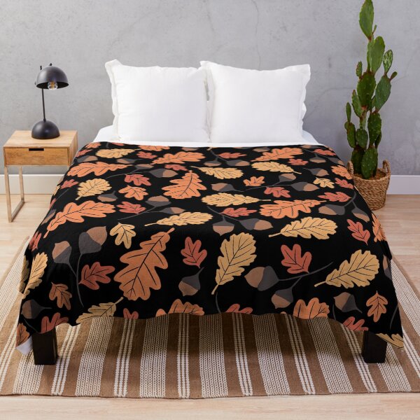 Item preview, Autumn Oak Leaves and Acorns Pattern Throw Blanket – Cozy Rustic Fall Home Décor designed and sold by FestivityFinds.