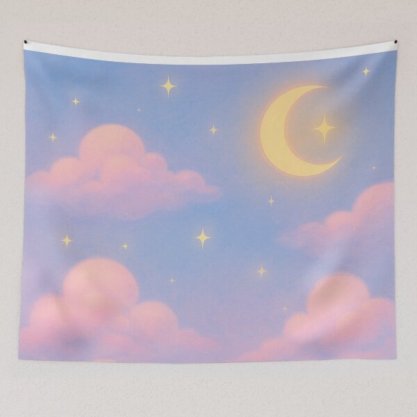 Item preview, dreamy clouds and moon designed and sold by SabbySplendor.
