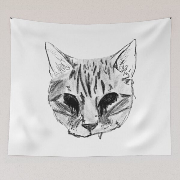 Item preview, Black and White Evil Cat Creepy Gothic Illustration designed and sold by MystiqueButique.