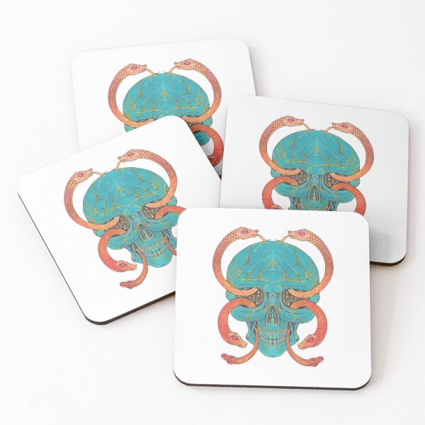 Item preview, Surreal art turquoise skull with snake  designed and sold by Jiwsurreal.