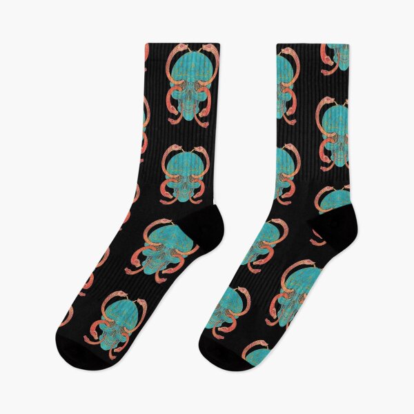 Item preview, Surreal art turquoise skull with snake  designed and sold by Jiwsurreal.