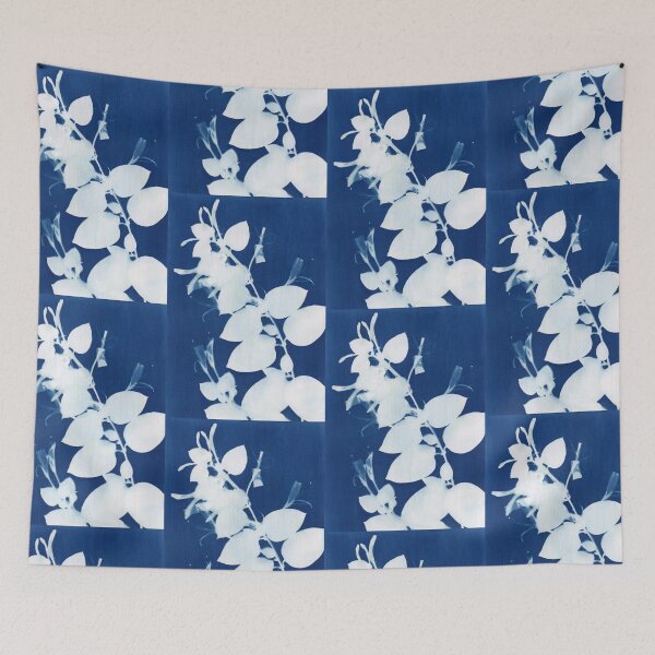 Item preview, Honeysuckle Flower Cyanotype designed and sold by PaintPourGalore.