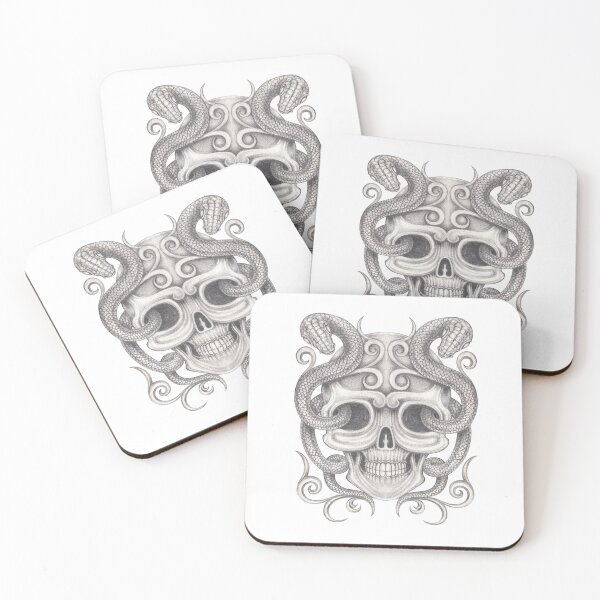 Item preview, Surreal art skull with snake tattoo. designed and sold by Jiwsurreal.