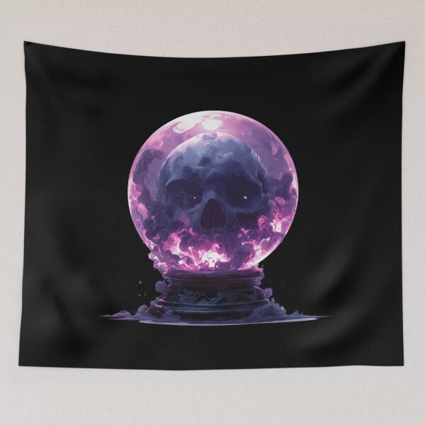 Item preview, Mystical crystal ball with skull and smoke – witch Halloween motif designed and sold by Meiersbeste.