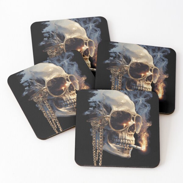 Item preview, Smoke and Mirrors - Cool Skull with Shades and Gold Chain designed and sold by MoxieandWitt.