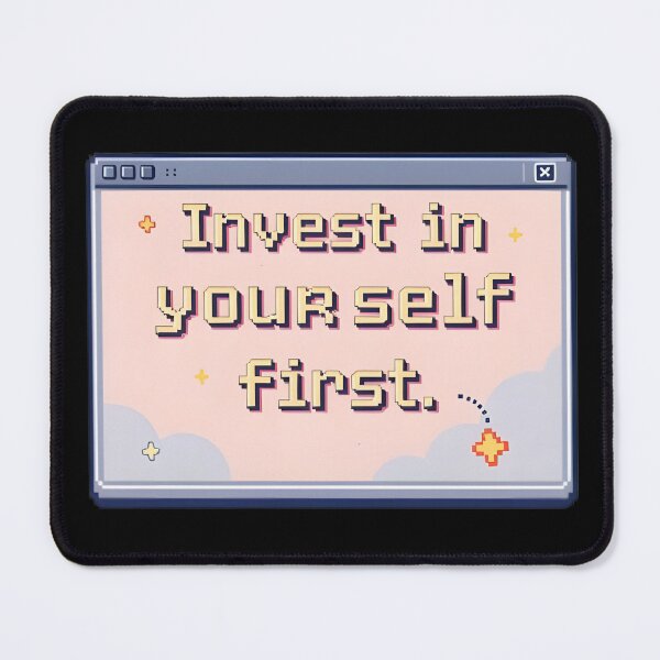 Item preview, Invest In Yourself First – Motivational Pixel Retro Quote Design designed and sold by Fongser.
