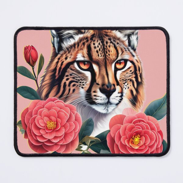 Item preview, Wild Lynx Spirit with Blooming Flowers – Exotic Wilderness Art designed and sold by Naturalite19.