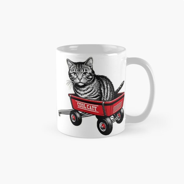Item preview, Cool Cat in Red Wagon – Retro Style Cat Art designed and sold by LEO'S CREATURE　れおずくりーちゃー.