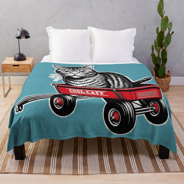 Item preview, Cool Cat in Red Wagon – Retro Style Cat Art designed and sold by LEO'S CREATURE れおずくりーちゃー.