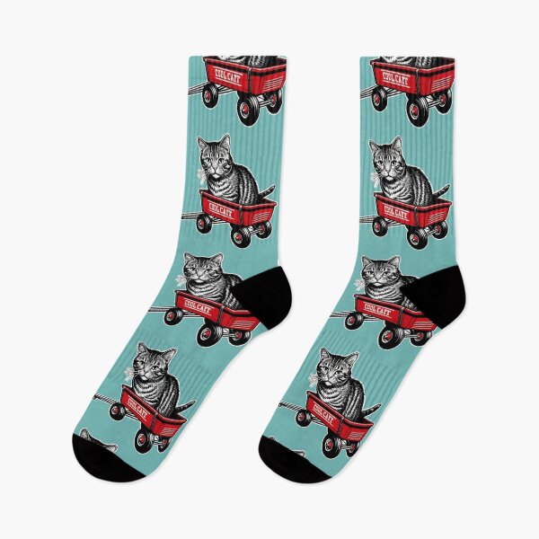 Item preview, Cool Cat in Red Wagon – Retro Style Cat Art designed and sold by LEO'S CREATURE　れおずくりーちゃー.