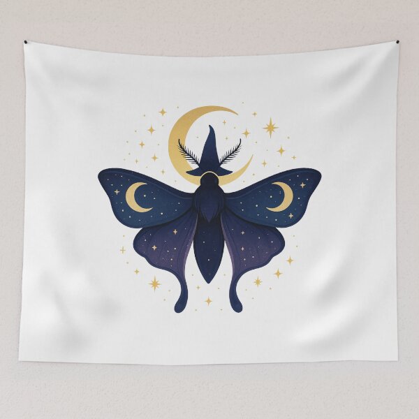 Item preview, Mystical Moth Witch – Celestial Moon and Stars Aesthetic designed and sold by Vibrantdream.