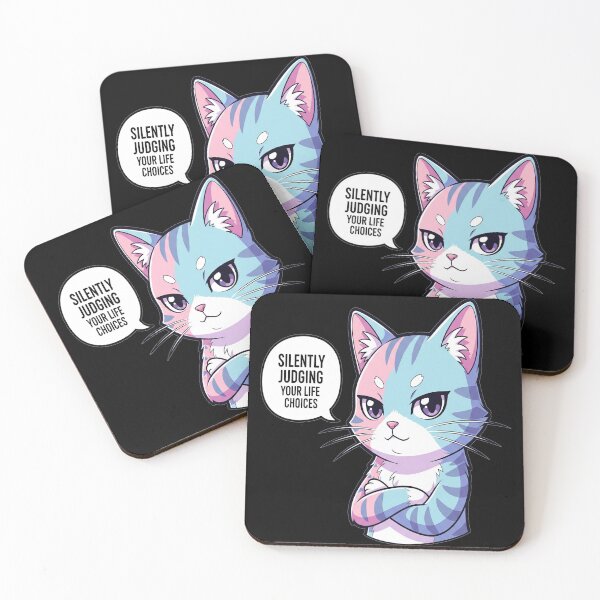 Item preview, Sassy Anime Cat “Silently Judging Your Life Choices” Funny Kawaii T-Shirt & Stickers designed and sold by Neko-Doodle-co.