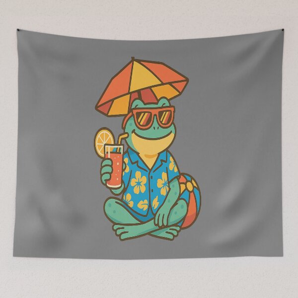 Item preview, Summer Frog Shirt – Funny Cartoon Frog with Drink Tee designed and sold by InkognitoPrints.