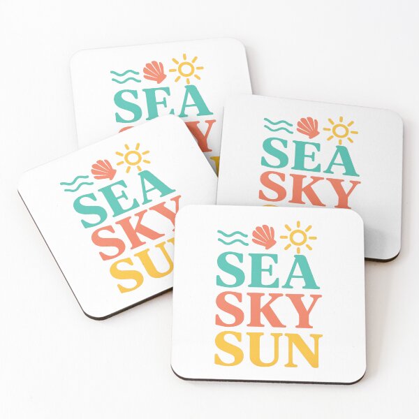 Item preview, Sea Sky Sun Minimalist Summer Beach Vibes Coastal Retro Typography Design designed and sold by inkoutninja.